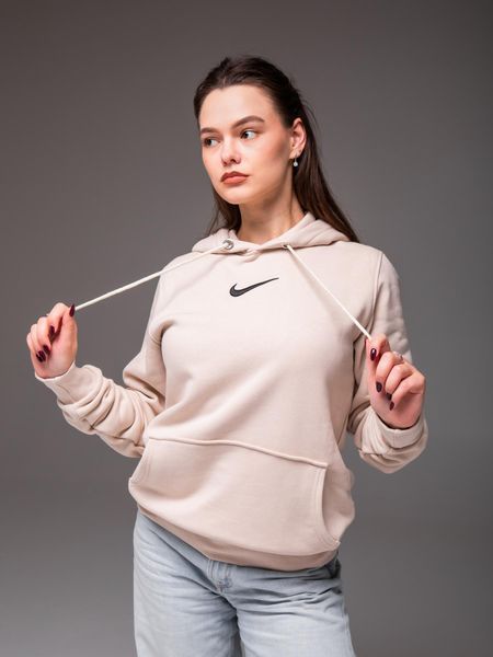 Худі з капюшоном утеплений флісом унісекс Nike бежева