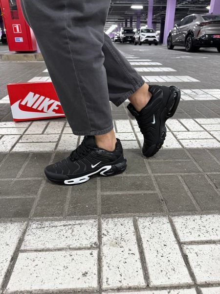 Термо Кросівки Nike Air Plus TN (чорні білі)