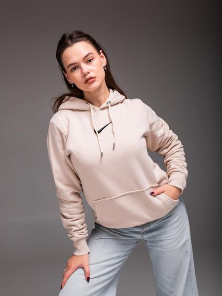 Худі з капюшоном утеплений флісом унісекс Nike бежева
