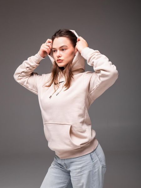Худі з капюшоном утеплений флісом унісекс Nike бежева