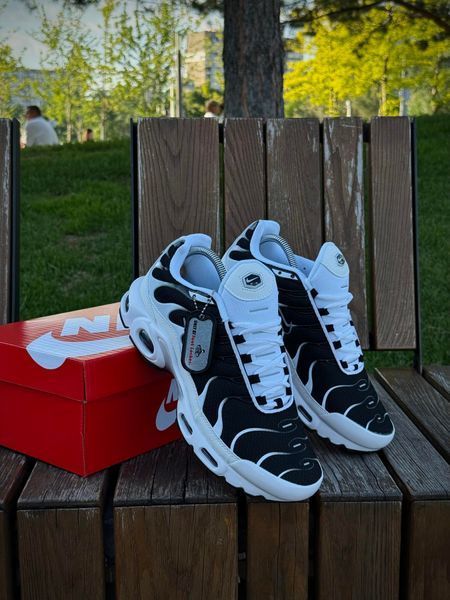 Кросівки Nike Air TN Plus біло-чорні (сіточка)