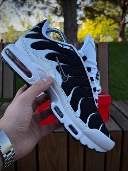 Кросівки Nike Air TN Plus біло-чорні (сіточка)