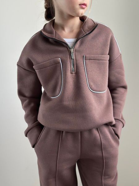 Костюм підлітковий утеплений для дівчинки без капюшона, мокко