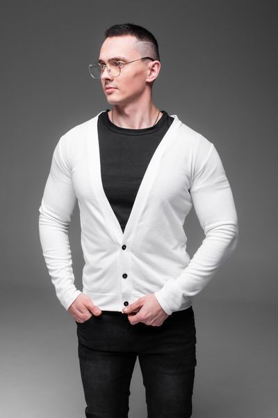 Кардиган стильний чоловічий на гудзиках, білий