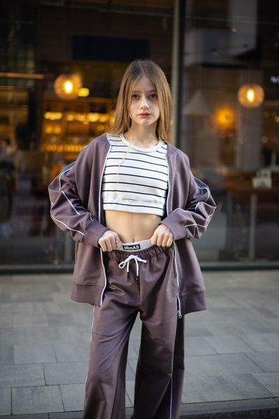 Підлітковий спортвний костюм для дівчинки , кофта та штани , мокко