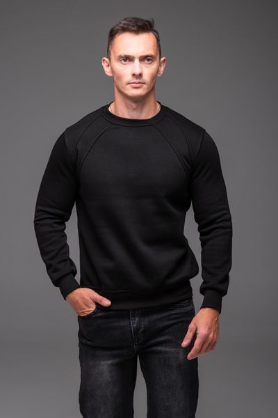 Світшот чоловічий базовий на флісі чорний