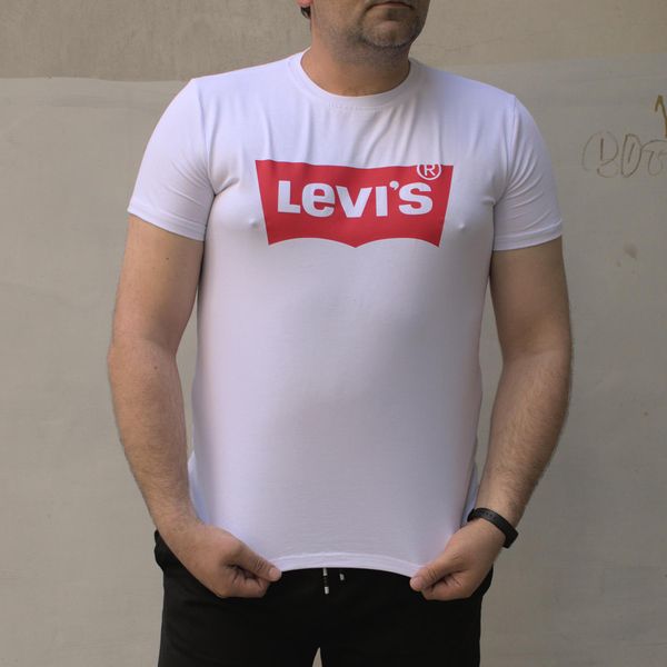 Чоловіча футболка біла БАТАЛ Levi's 2147 фото