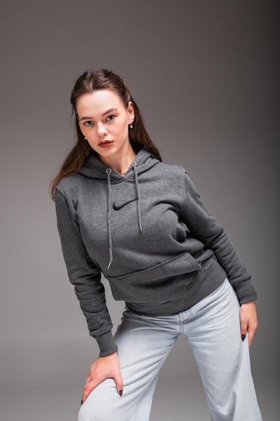 Худі з капюшоном утеплений флісом унісекс Nike сірий