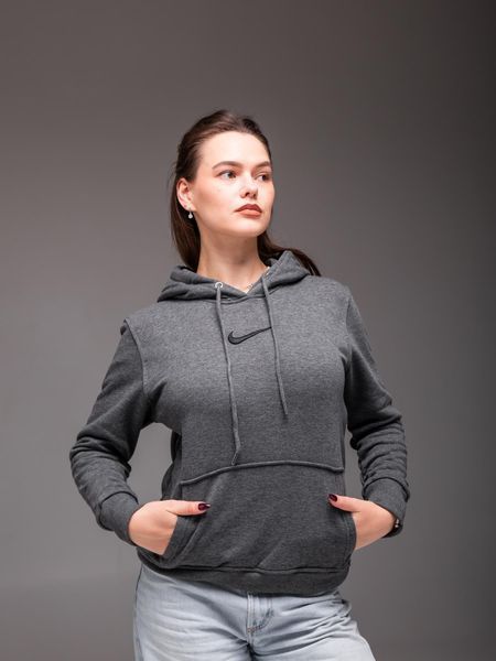 Худі з капюшоном утеплений флісом унісекс Nike сірий
