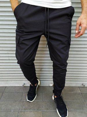 Штани джогери чоловічі ,з кишенями карго,чорні 2001 фото