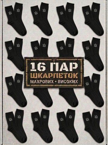 Комплект чоловічих шкарпеток на 16 пар зимові махрові високі 41&ndash;45 чорні