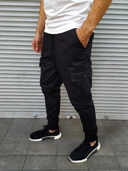 Штани джогери чоловічі ,з кишенями карго,чорні 2001 фото