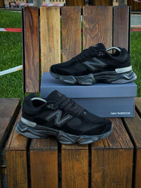 Кросівки New Balance 9060, суто чорні (замша, сітка)