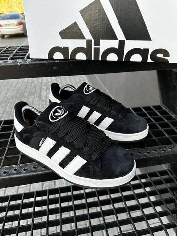 Кросівки Adidas Campus чорно-білі, замша