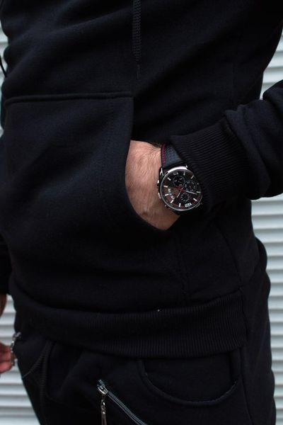 Толстовка чоловіча утеплена з капюшоном ,чорна 2110 фото