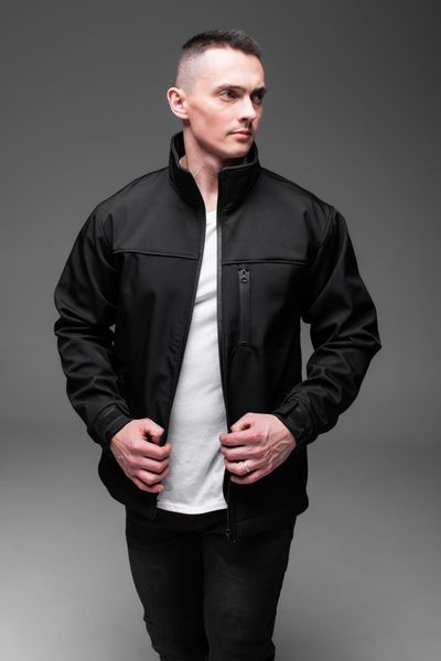 Чоловіча куртка на флісі без капюшона Softshell чорна 2225 чор фото