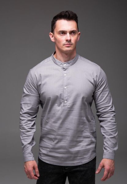 Сорочка чоловіча лляна на довгий рукав ,Style сіра