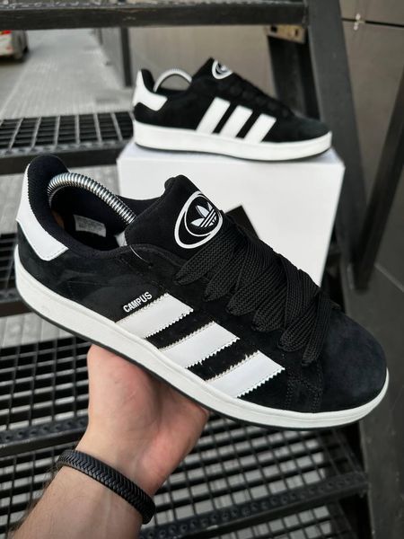 Кросівки Adidas Campus чорно-білі, замша