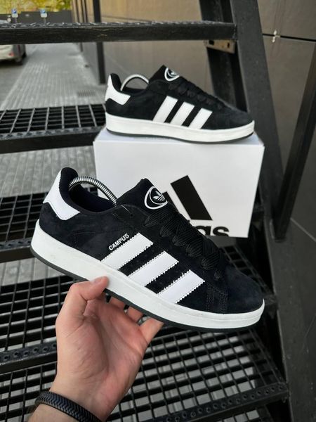 Кросівки Adidas Campus чорно-білі, замша