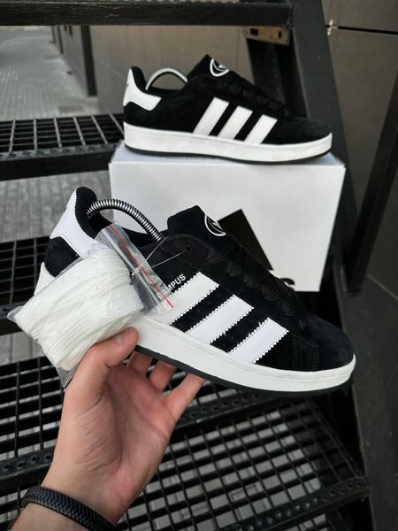 Кросівки Adidas Campus чорно-білі, замша