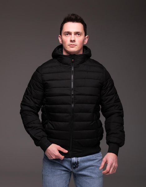 Куртка чоловіча з капюшоном демісезонна , чорна