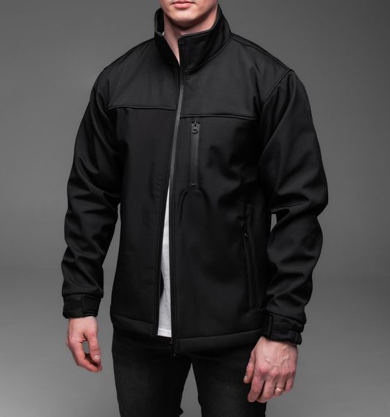 Чоловіча куртка на флісі без капюшона Softshell чорна 2225 чор фото