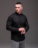 Сорочка чоловіча лляна на довгий рукав ,Style чорна