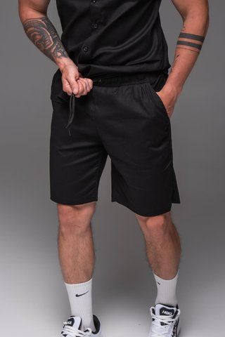 Шорти чоловічі лляні на резинці, чорні