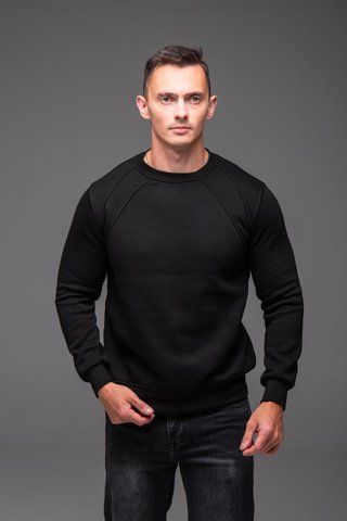 Світшот чоловічий базовий на флісі чорний