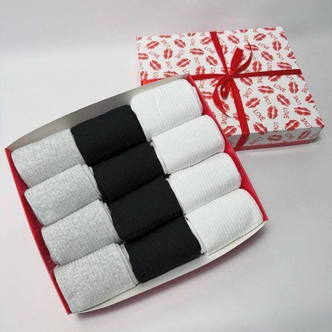 Подарунковий бокс жіночих шкарпеток в рубчик на 12 пар 36-41 р