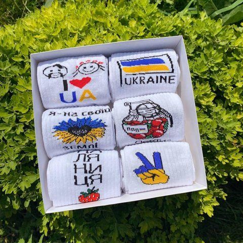 Бокс патріотичних жіночих шкарпеток 6 пари 36-41р у подарунковій коробці