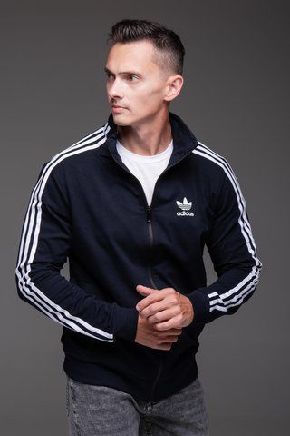 Чоловіча спортивна олімпійка з лампасами на блискавці, синя