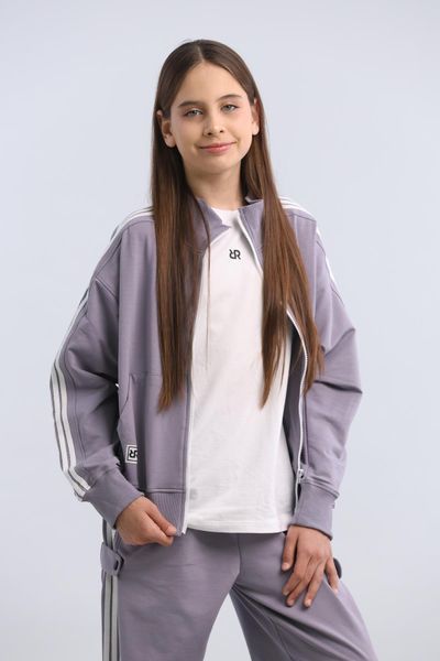 Підлітковий спортивний костюм сірий з білими лампасами