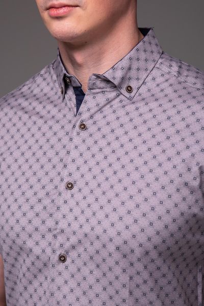 Сорочка чоловіча на короткий рукав Slimfit сіра