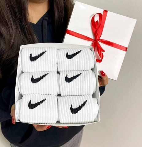 Бокс жіночих високих шкарпеток Nike 36-41 на 6 пари у подарунковій коробці