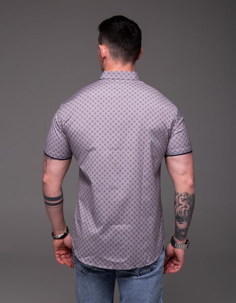 Сорочка чоловіча на короткий рукав Slimfit сіра