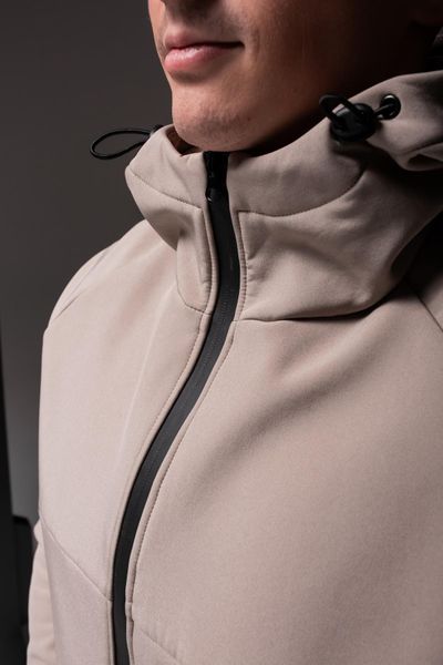 Куртка вітрівка водонепроникна, на флісі, чоловіча ,з капюшоном , бежева 2065 беж фото