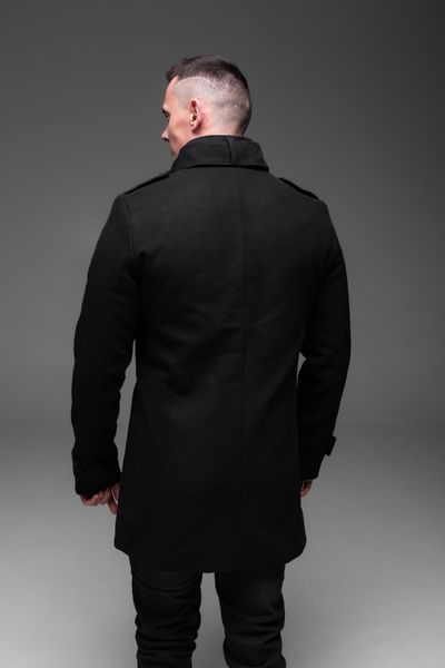 Пальто стильне ,кашемірове,утеплене,чоловіче без капюшона , з коміром стійка 1679 черн фото