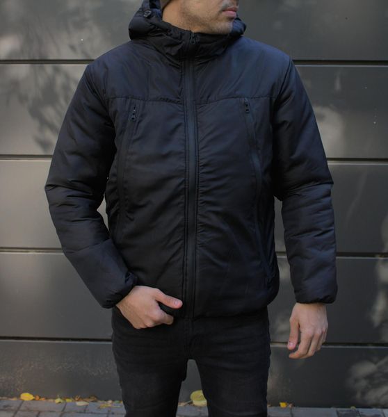 Чорна чоловіча куртка з великими кишенями 2201 фото