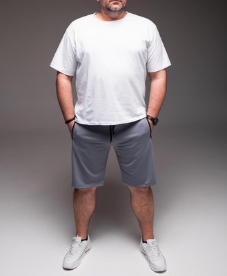 Чоловічий костюм літній , футболка + шорти, великі розміри 2255 біл фото