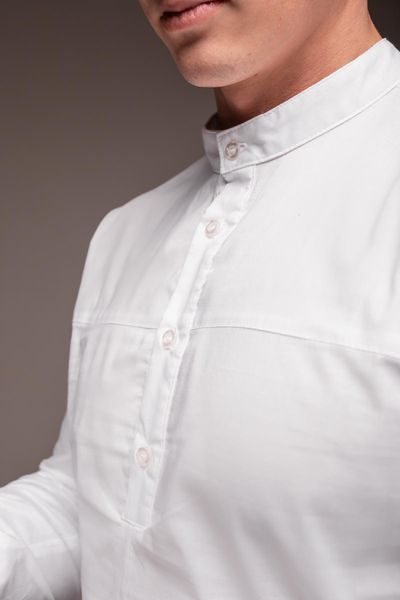 Сорочка стильна,чоловіча ,на гудзиках комірець - стійка, біла 1420 фото