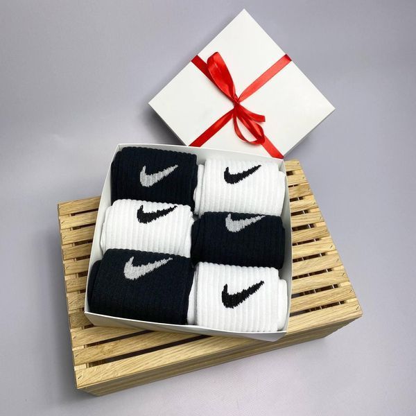 Бокс чоловічих високих шкарпеток Nike 41-45 на 6 пари у подарунковій коробці