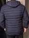 Чоловіча куртка стьобана темно-синя з капюшоном БАТАЛ кишеня на грудях 2206 син фото 10