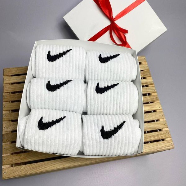 Бокс чоловічих високих шкарпеток Nike 41-45 на 6 пари у подарунковій коробці