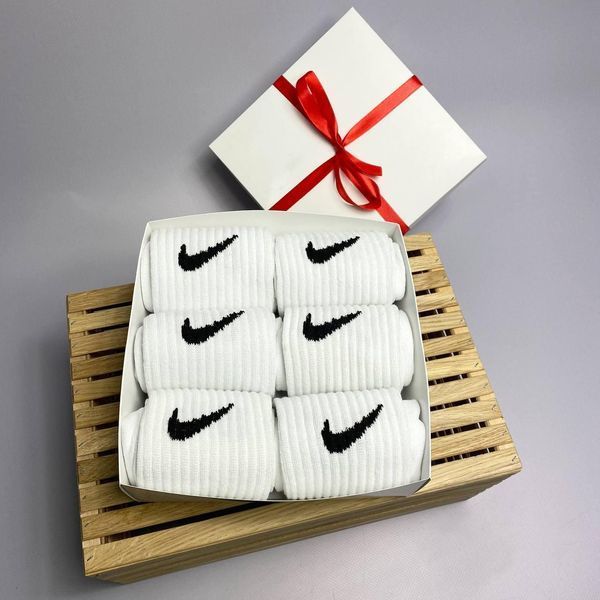 Бокс чоловічих високих шкарпеток Nike 41-45 на 6 пари у подарунковій коробці