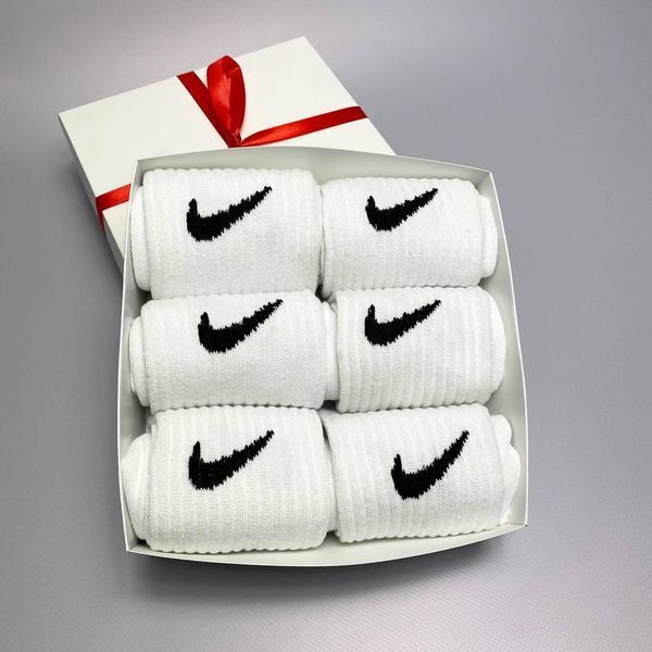 Бокс чоловічих високих шкарпеток Nike 41-45 на 6 пари у подарунковій коробці