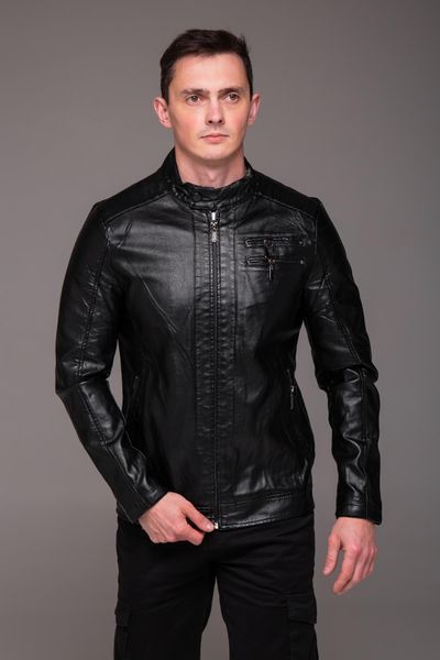 Куртка чоловіча з екошкіри пряма чорна