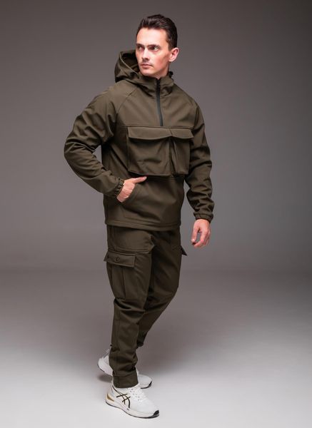 Костюм чоловічий утеплений флісом , анорак та штани ,Softshell , хакі