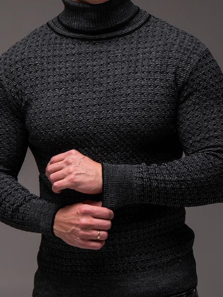 Светр-гольф чоловічий темно-сірий в&rsquo;язаний