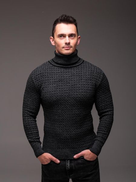 Светр-гольф чоловічий темно-сірий в&rsquo;язаний